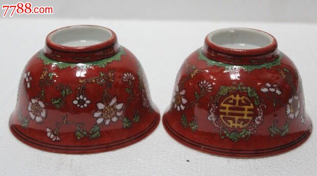 民国陈盛隆制老粉彩瓷器小碗一对