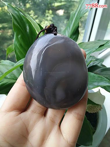 天然乌拉圭料水胆玛瑙手把件