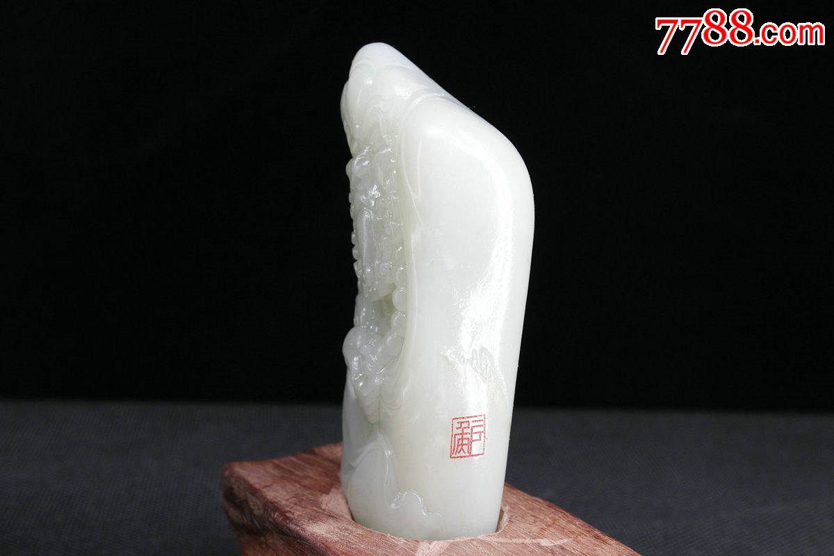 玉雕大师侯晓峰作品新疆和田白玉籽料罗汉小摆件送证=编1