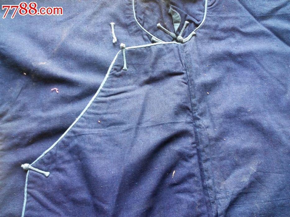 清末民初手工机制青色老粗布衣服衣裙夹袄对襟衣服民俗服饰实物老