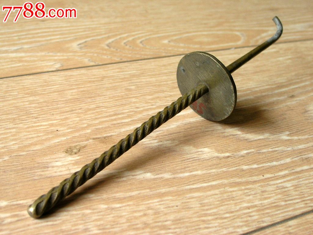 纺织工具收藏1507a5民国边疆带铜板全铜线捻捻线砣