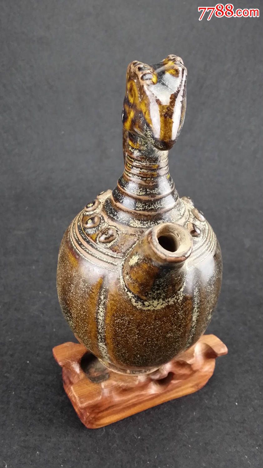 乡下收来的酱釉倒流鸡头瓷壶瓷器
