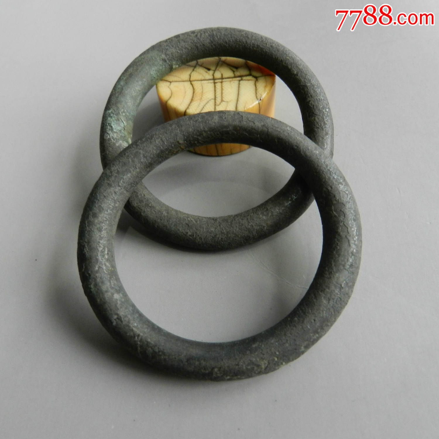 一对包浆厚实的铜环8111山西晋工老铜饰很好的diy铜件