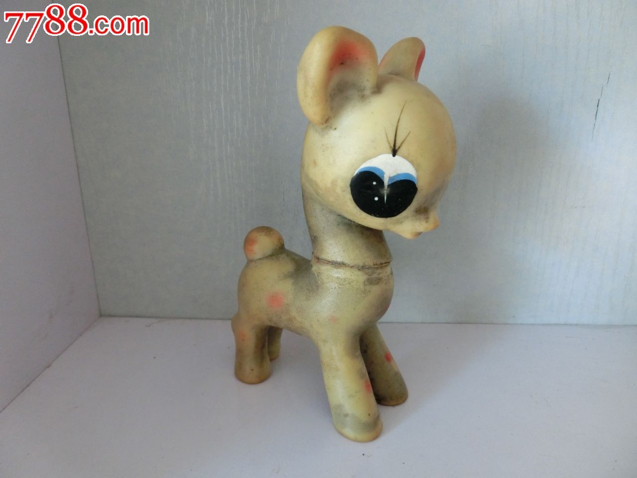 80后的的记忆怀旧儿时的放学后的伴侣小鹿胶皮玩具摆件忆童年包老