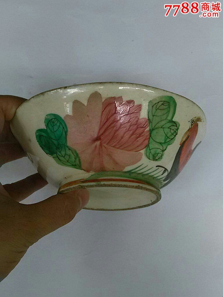 民国五彩八角鸡公碗