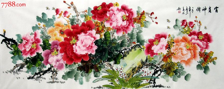 秦春林·小六尺写意牡丹-花鸟国画原作-7788书画网