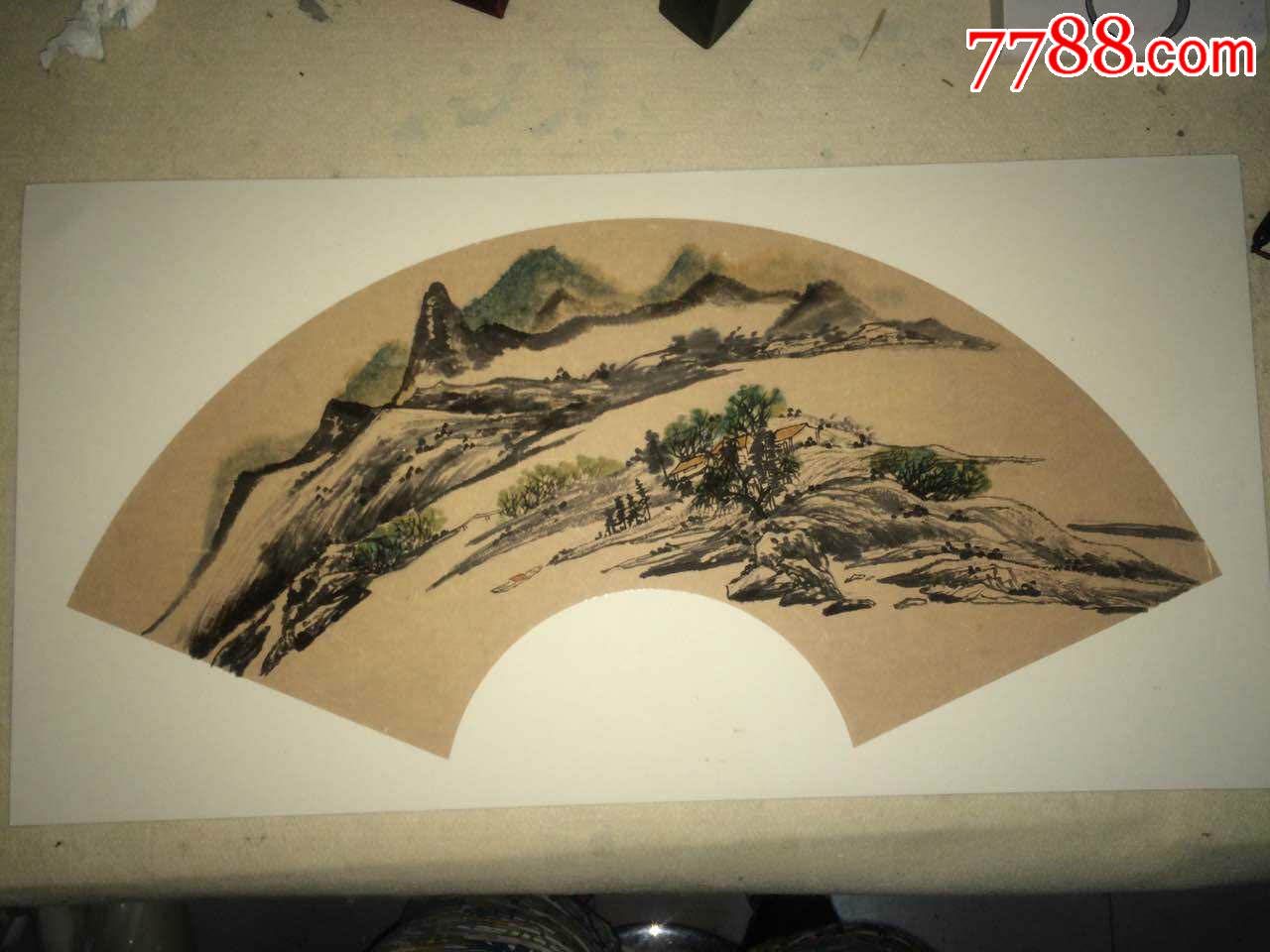 山水扇面作品二职业画家马骥作品