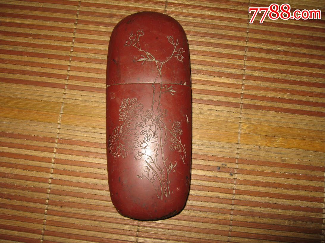 民国诗文漆眼镜盒