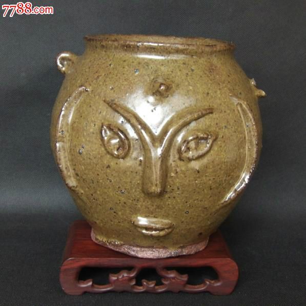 金元时期人面罐/人头罐器物独特/釉陶