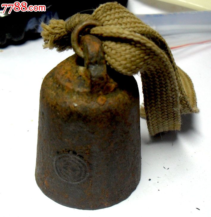 少见满洲时期圆款识五公斤铁砣(配重铜封堵)-se32056622-秤砣/砝码