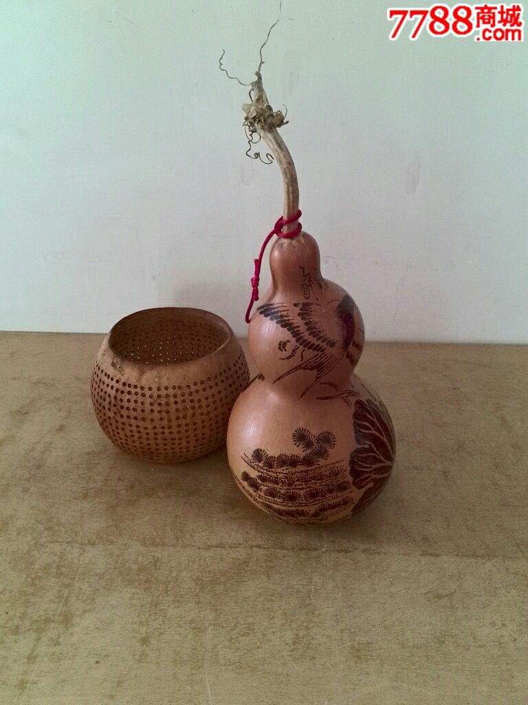 葫芦烙画【燕子荷花】图