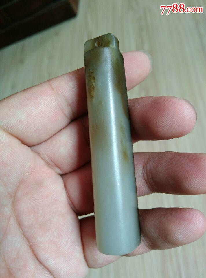 清代老款和田玉花翎管顶戴花翎