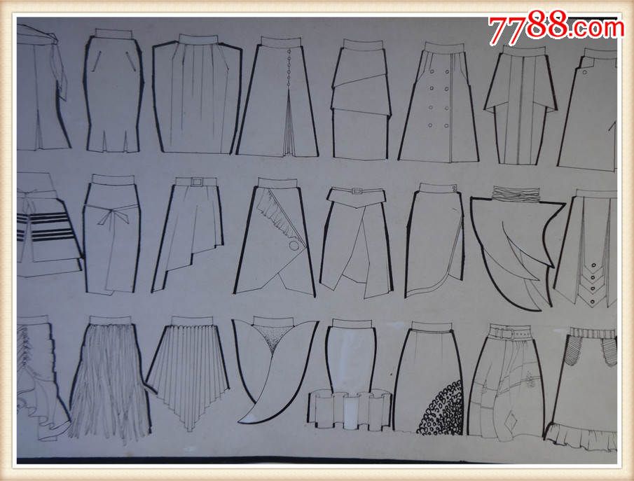 画服装周红设计稿女士短裙型款8开1张货号v1图