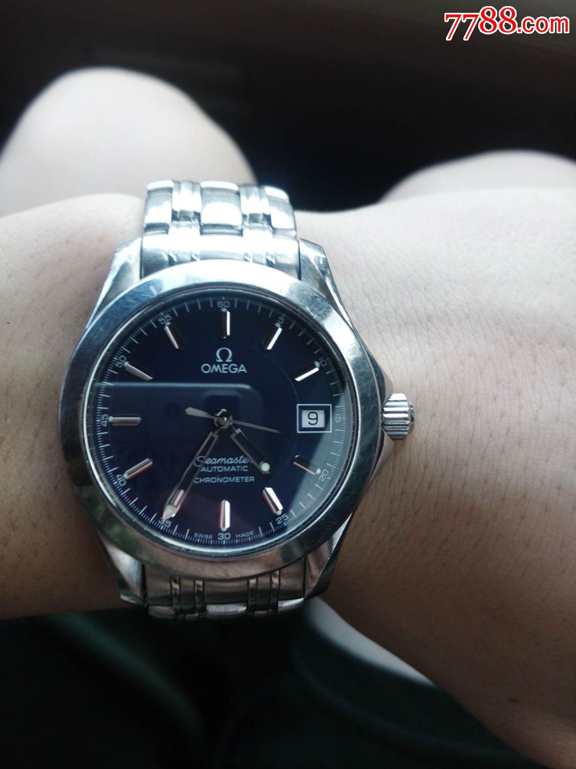 欧米茄自动机械中海马蓝盘限量版中海马jacquesmayol2001