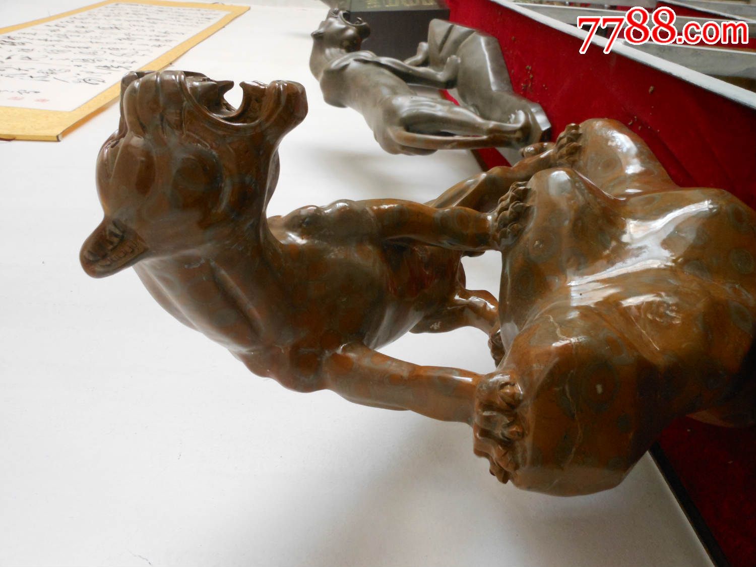 奇石摆件观赏石艺术类;金钱豹{橙黄色}工艺品晋南金钱石又名石富贵石