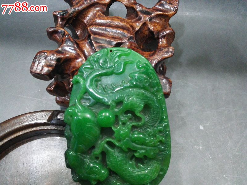 特价古玉老玉清代老绀青翡翠祖母绿双面雕龙龟牌子大牌子包邮