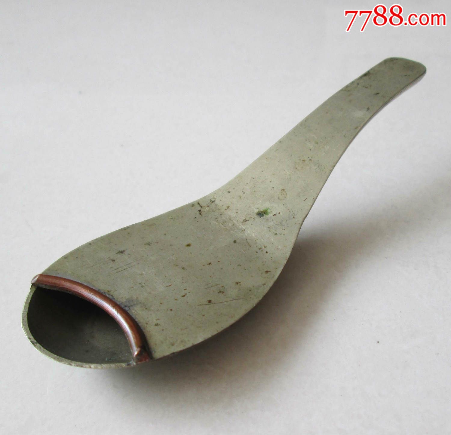 清代民国,白铜镶红铜中医吹药器,吹药调羹