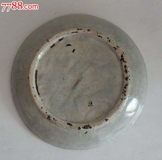 清代早期民窑螺旋纹瓷盘饭盘碟子直径:17cm