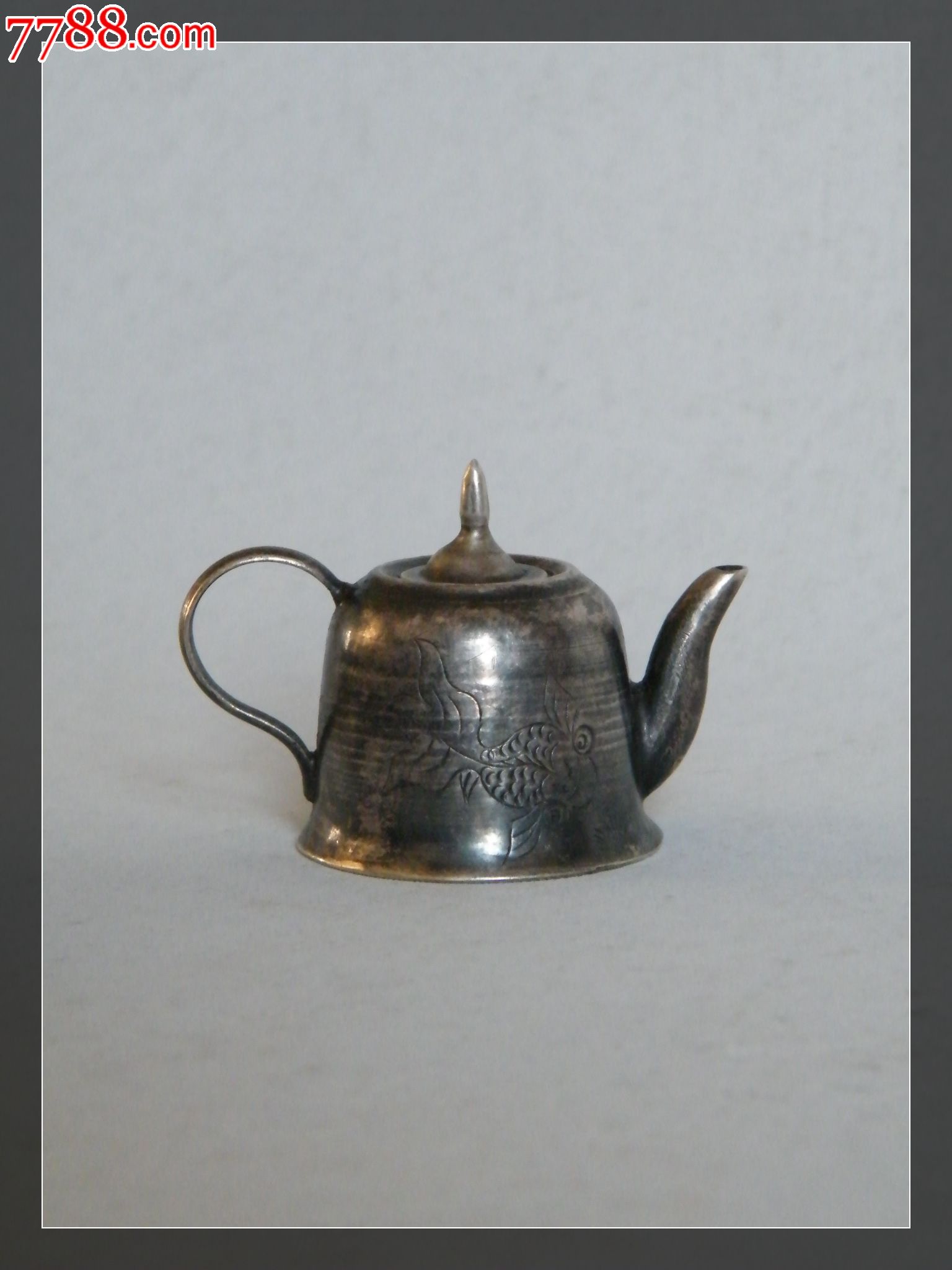 山水鱼草"李春纹银"银壶/水注