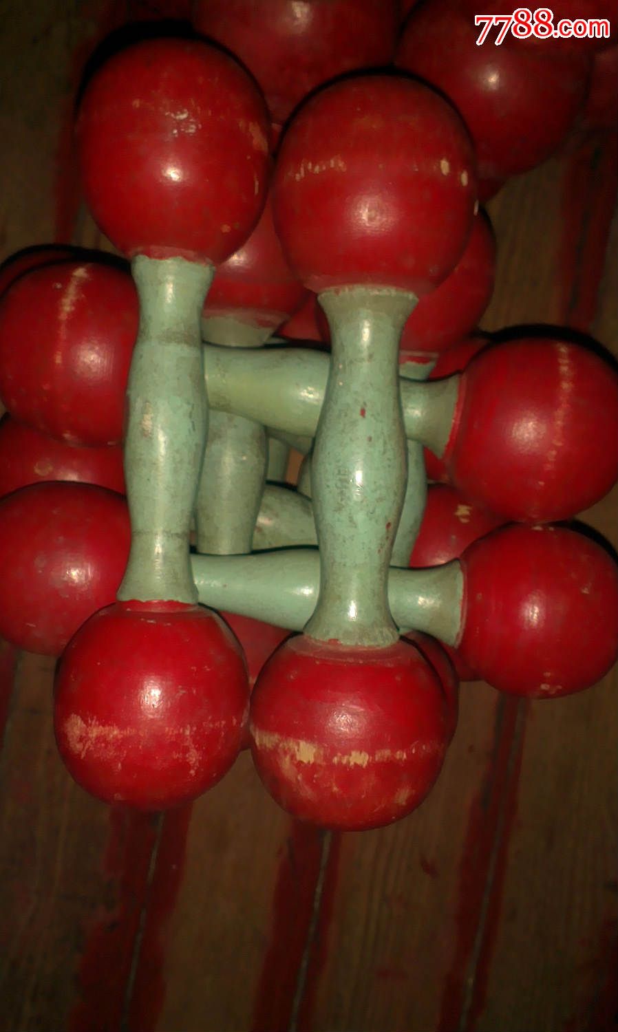 70年代儿童玩具木制哑铃