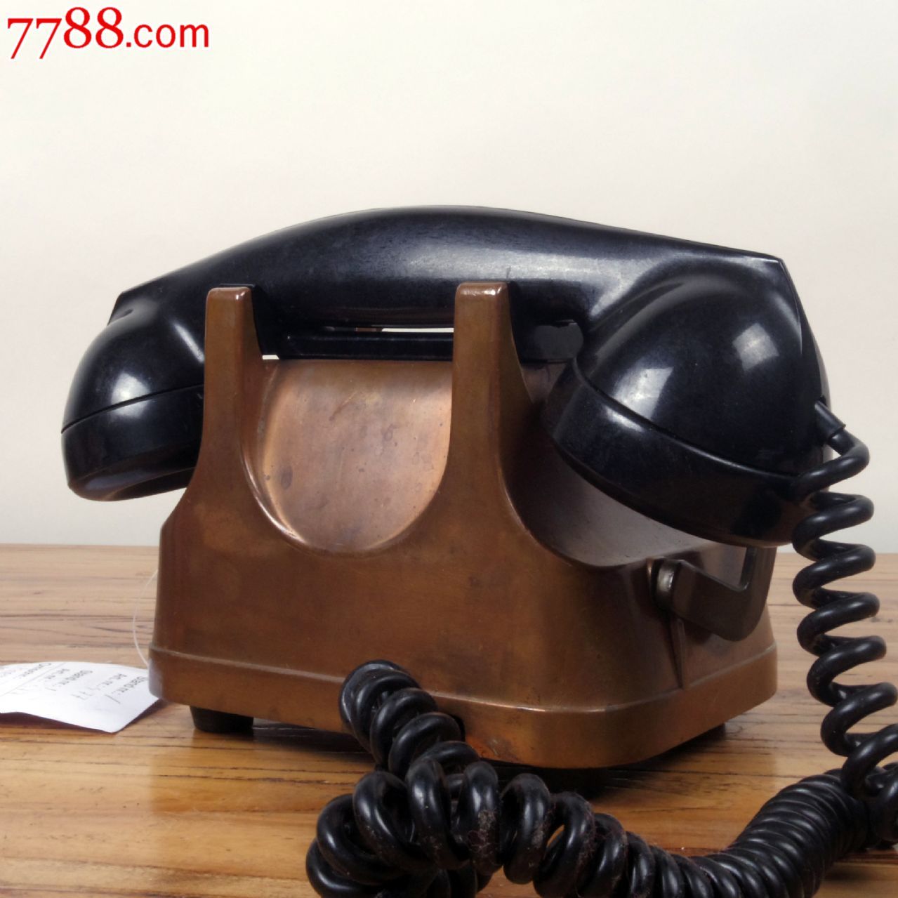 9品古董老物件法国全铜机身旋转拨号/拨盘式/手提电话机功能完好