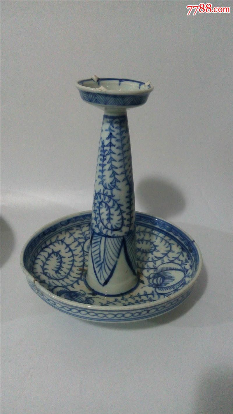 清代青花烛台
