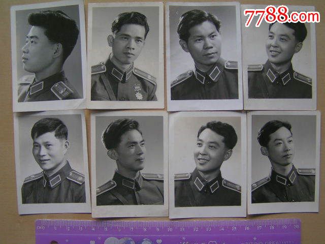 老照片【50年代,文藝兵標準照47張】大都身著55式軍服,背面大都寫有