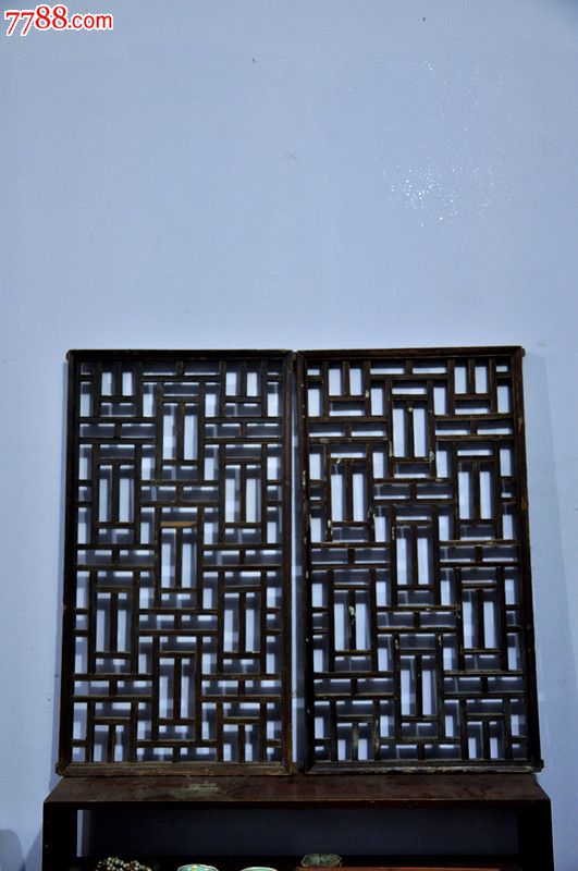 民国窗花格一对