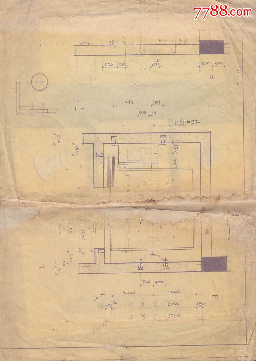 泸州长江大桥,建设过程中老照片4张,贴在建设图纸上