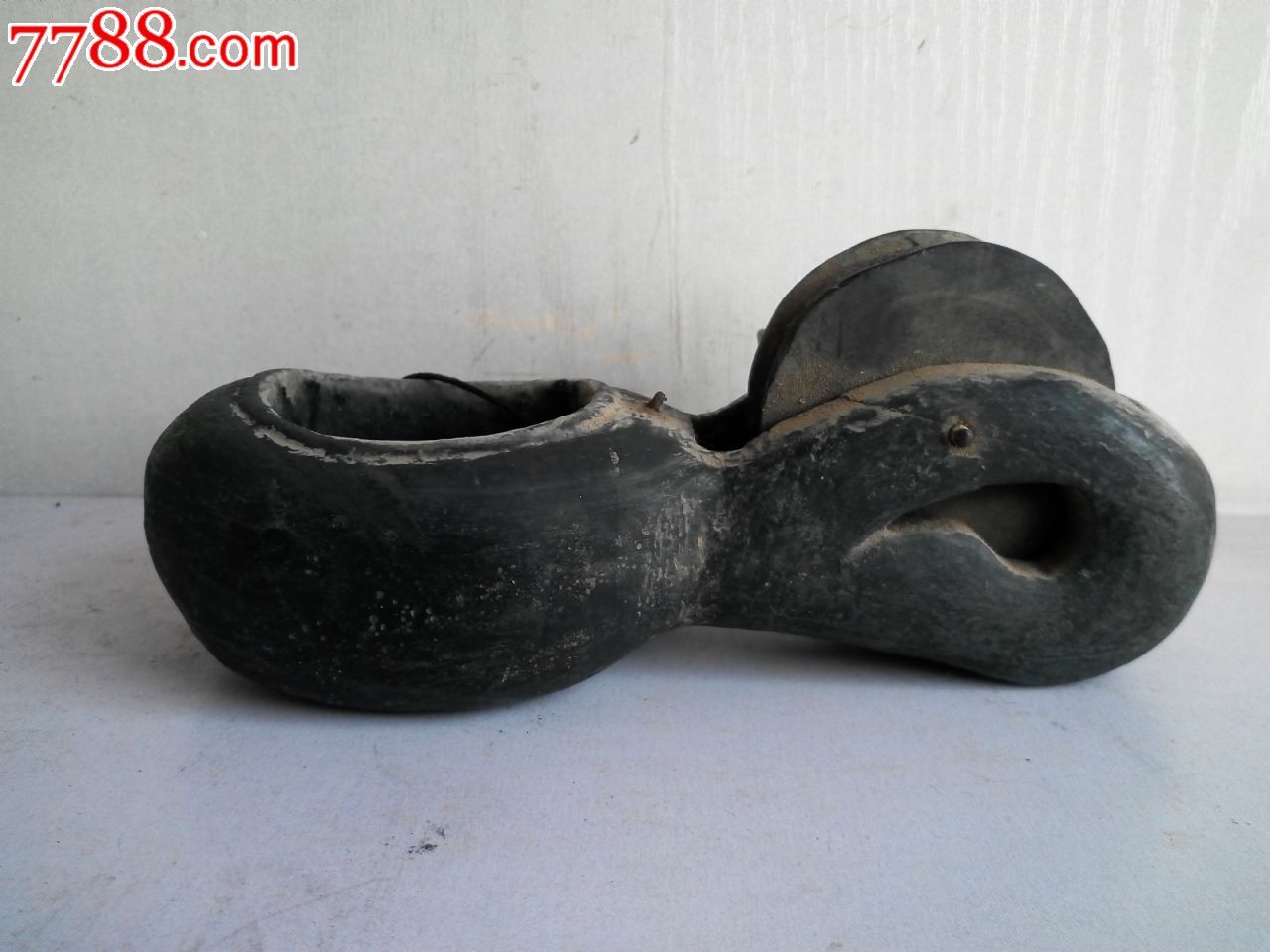 古玩杂项真品民国木艺工匠用的木雕镂空老墨斗一流品相古老记忆