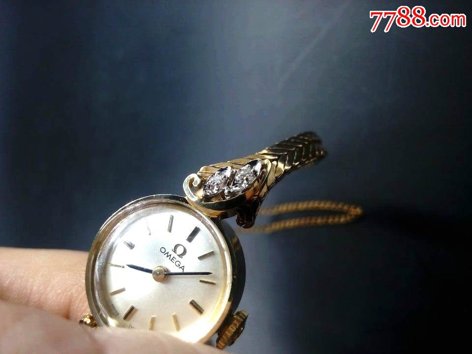 绝世收藏★【14k全黄金★1克拉真钻】欧米茄omega★顶级奢华袖珍表
