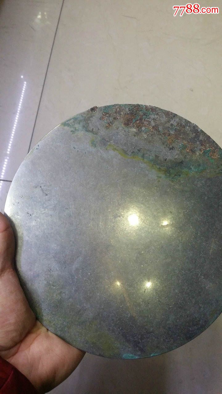 老件青铜头模精品铜镜透光镜直径21cm