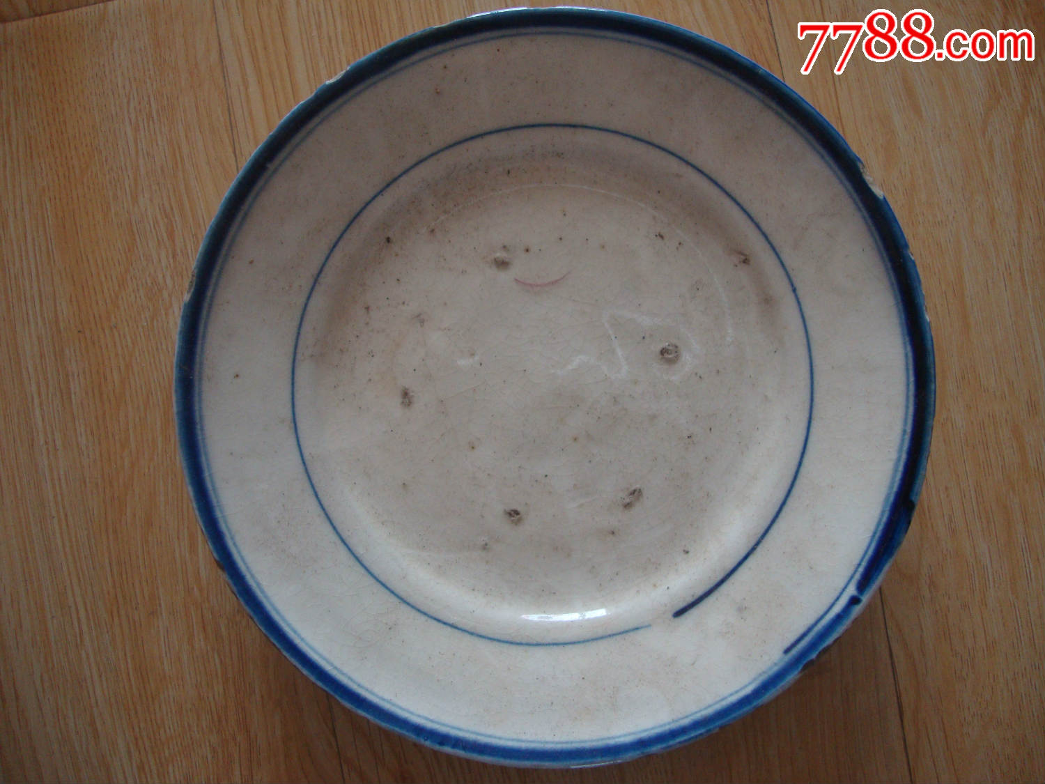 民国带开片青花纹盘子包老瓷器瓷片茶盘