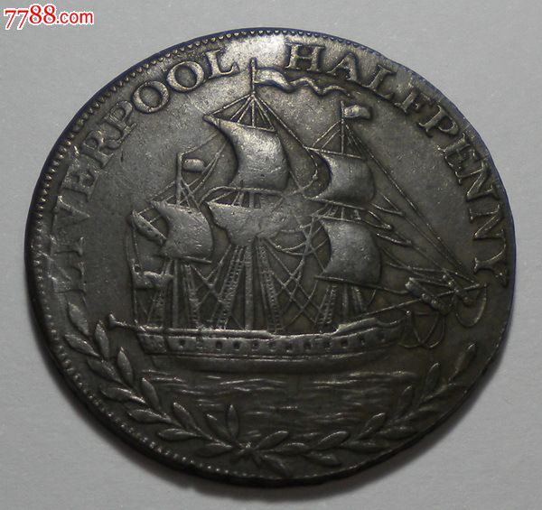 极美品相--英国1794年半便士token(代用币)铜币--稀少