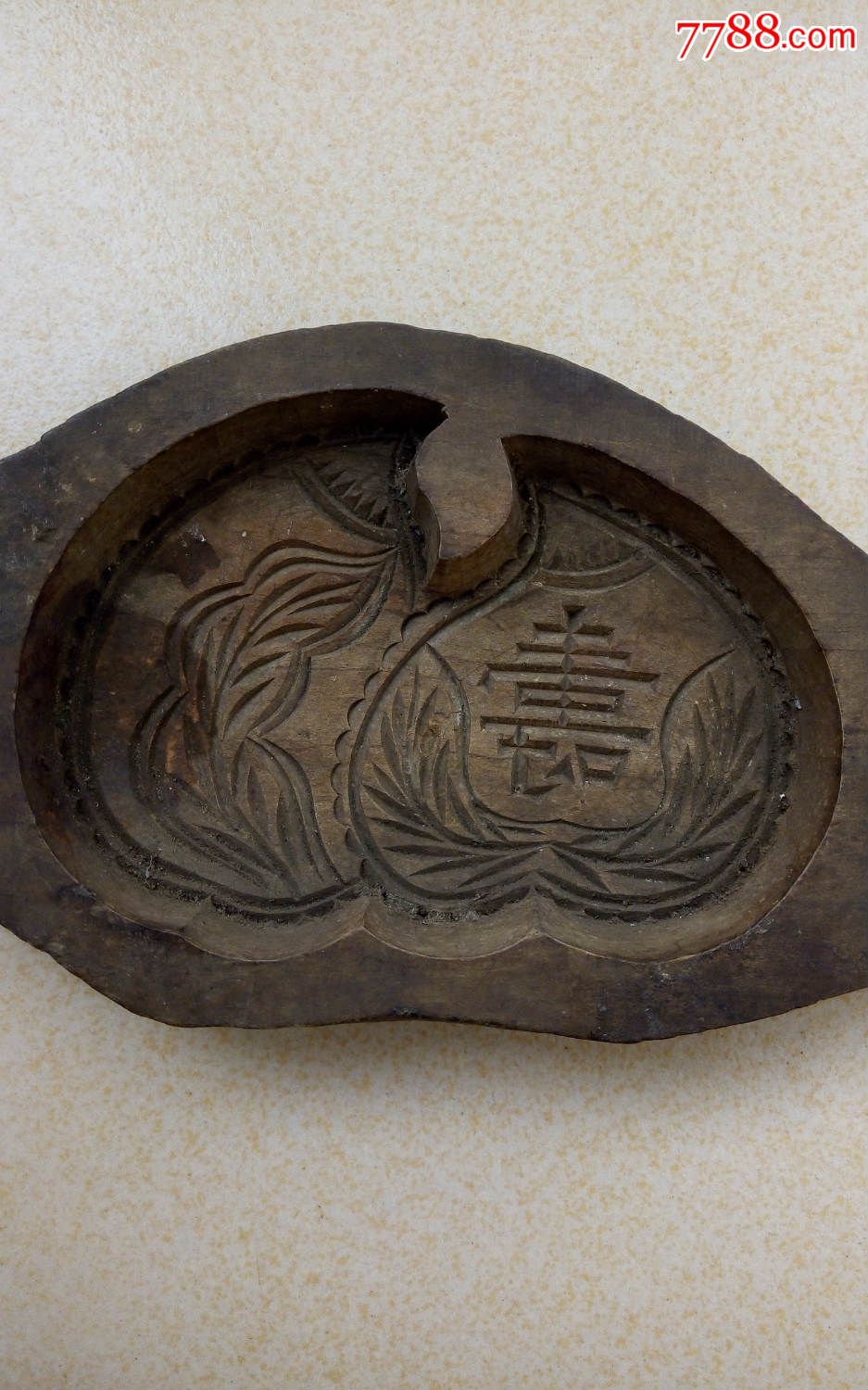 民国双寿桃糕点模具老模具胶东面磕子木印模寿字桃形模具模型文化收藏