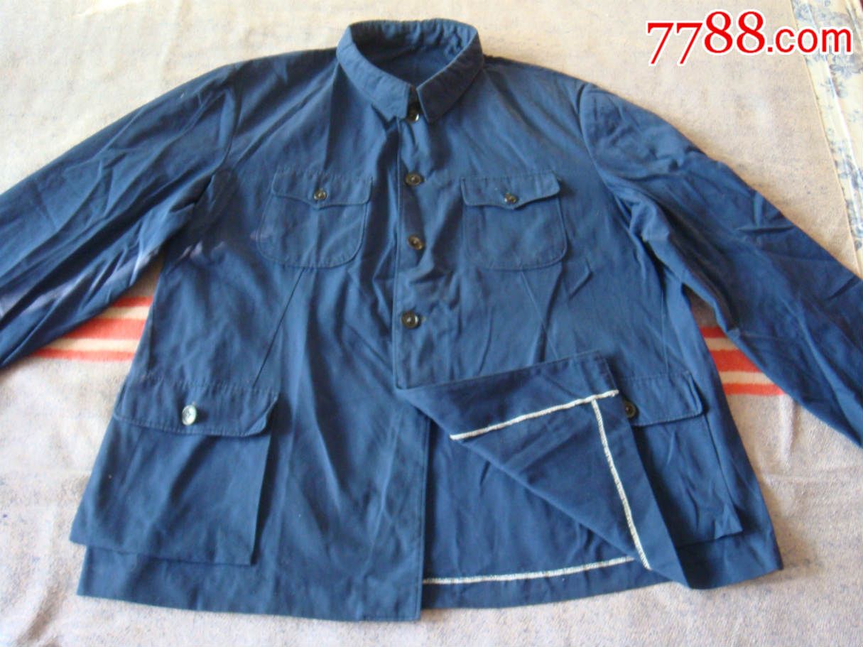 蓝色涤卡中山装上衣