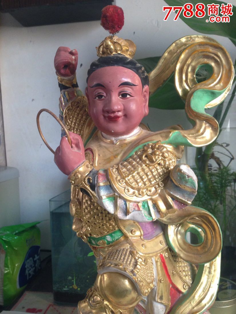 几十年的香樟木雕中坛元帅哪吒