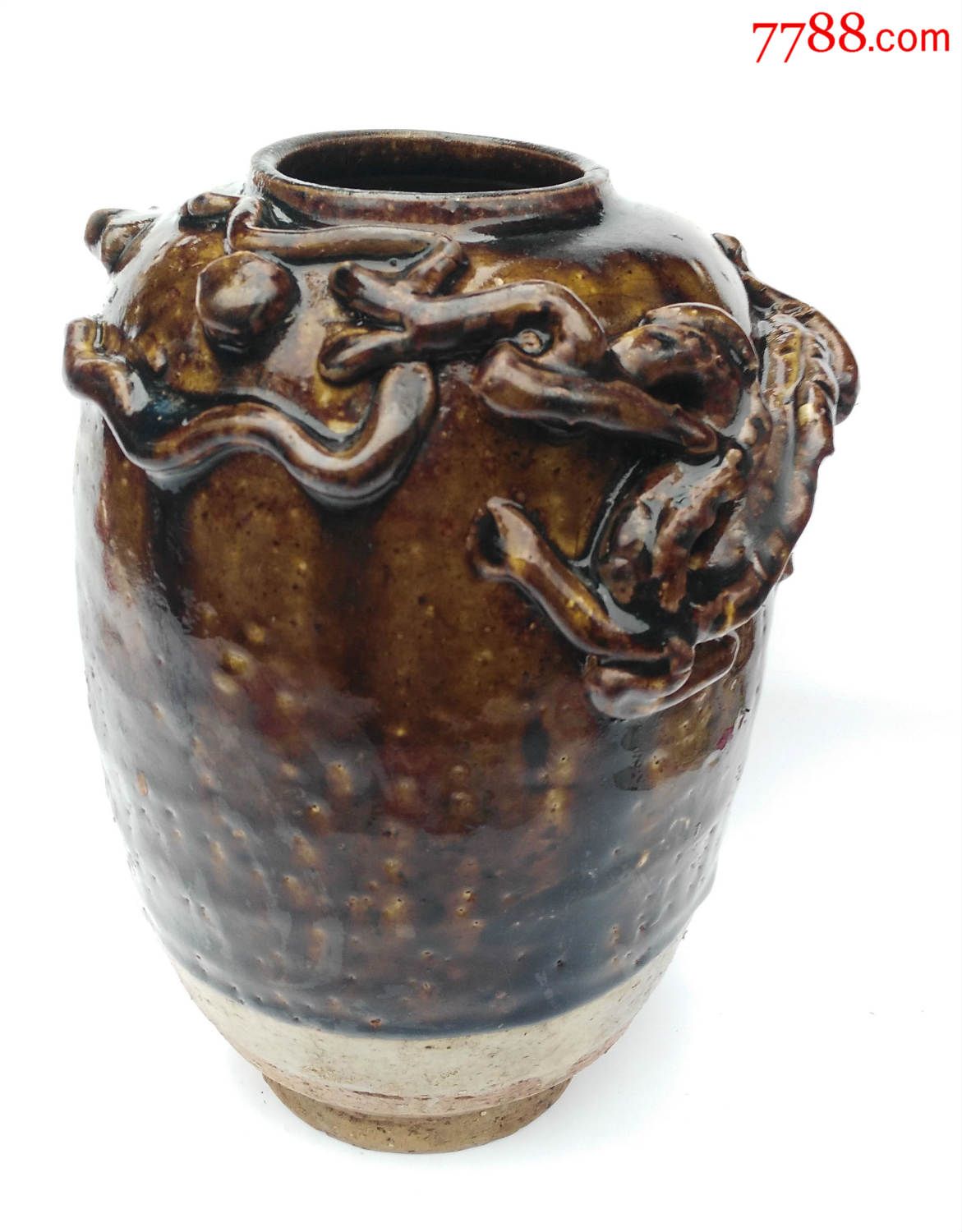 宋代西坝窑轻微窑变龙罐