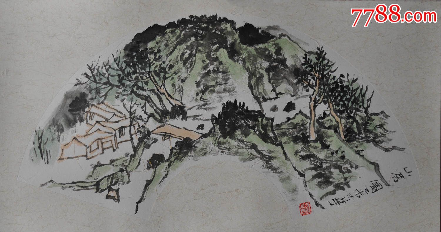 山水画原作扇面国画水墨画欧阳志华国画