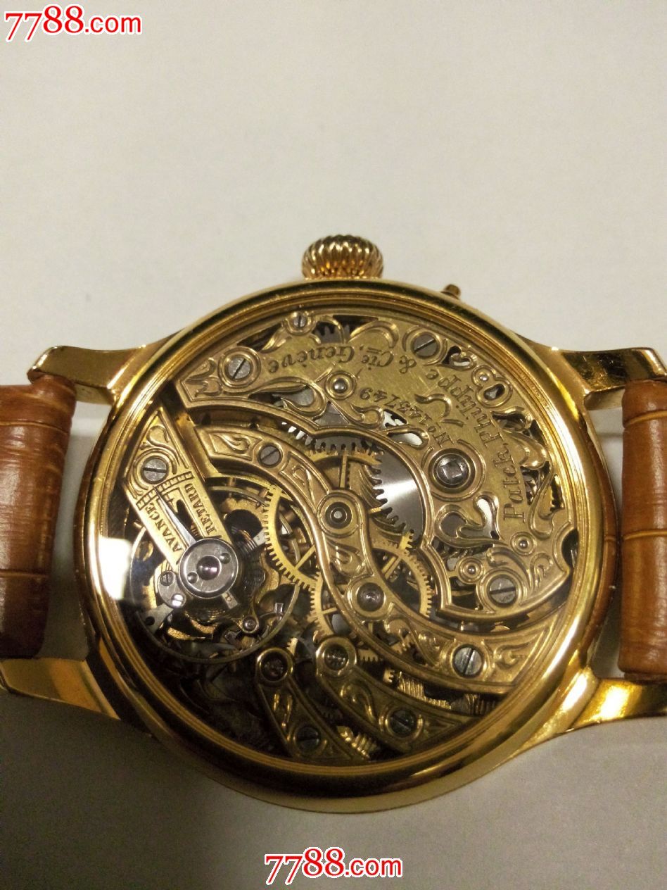 百达翡丽机械双面透明镂空腕表