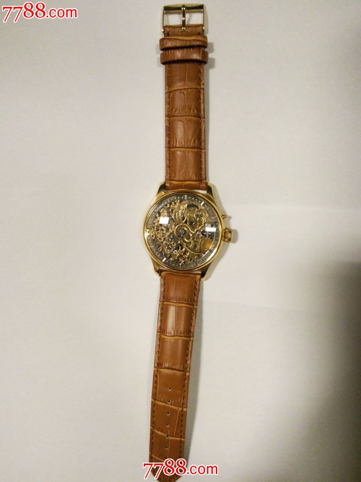 百达翡丽机械双面透明镂空腕表