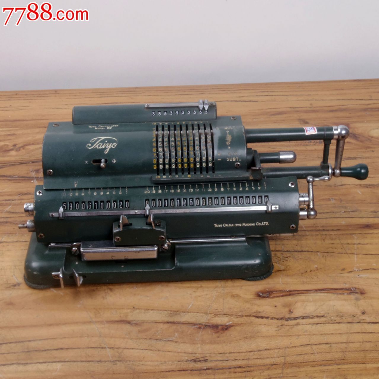 古董老物件taiyo机械/手摇计算器手摇计算机8.5品稀有