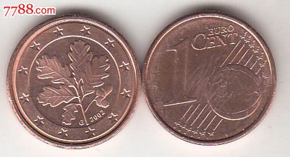 德国流通硬币2002年1欧分