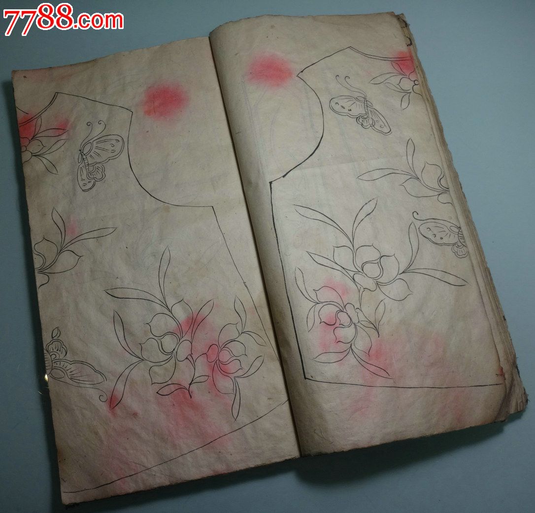 清代:画稿-江南闺房-原稿-手绘女红底稿-绣女绣谱-苏绣