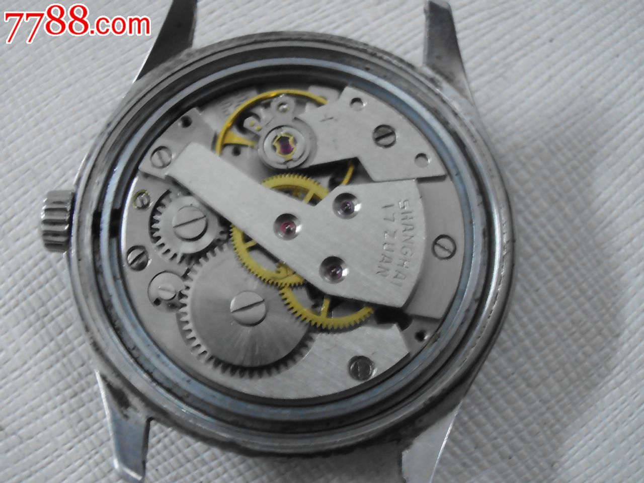 男款老上海1120机芯古董表,,把头不是原装,走时,新盘面