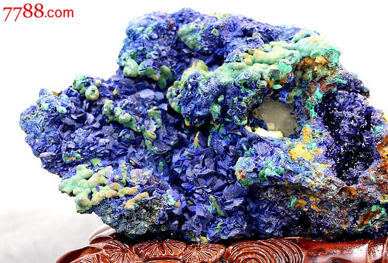 极品孔雀石蓝铜矿标本矿物晶体奇石原石头精品片状蓝铜矿原石摆件