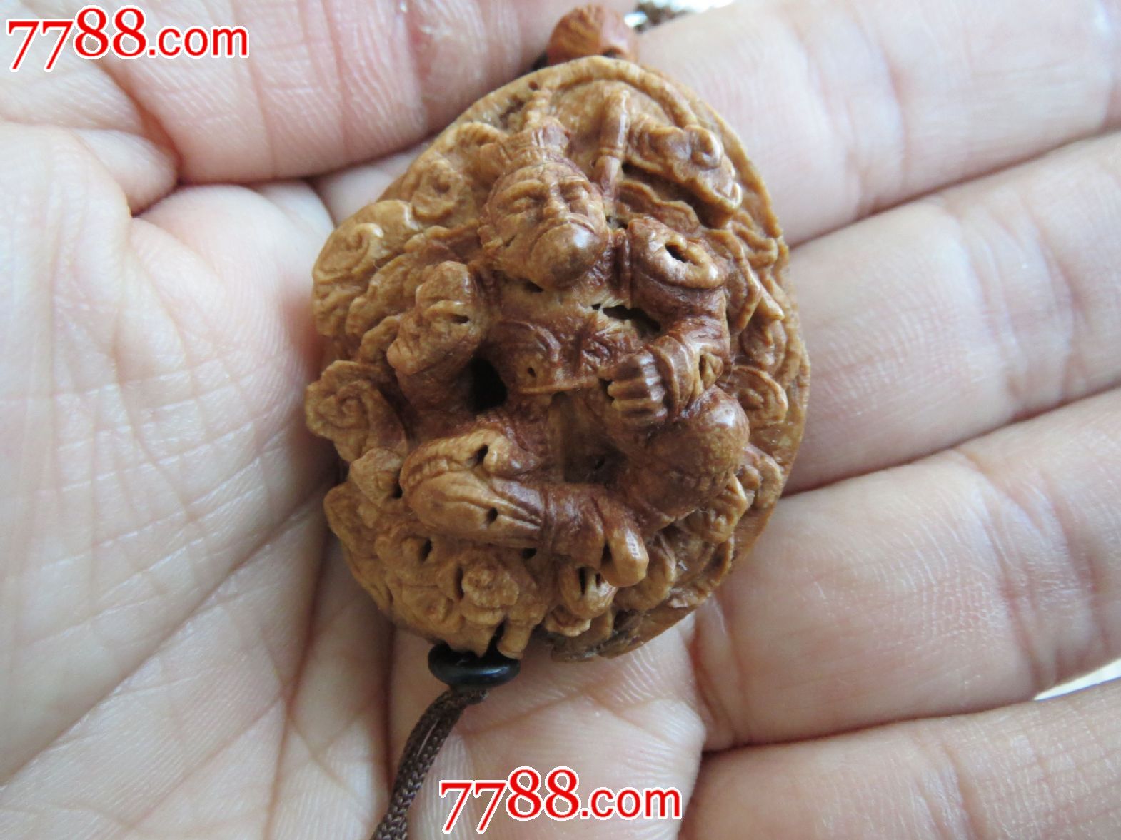 潍坊桃核雕刻美猴王(特大),核桃雕,核桃雕挂件,民国