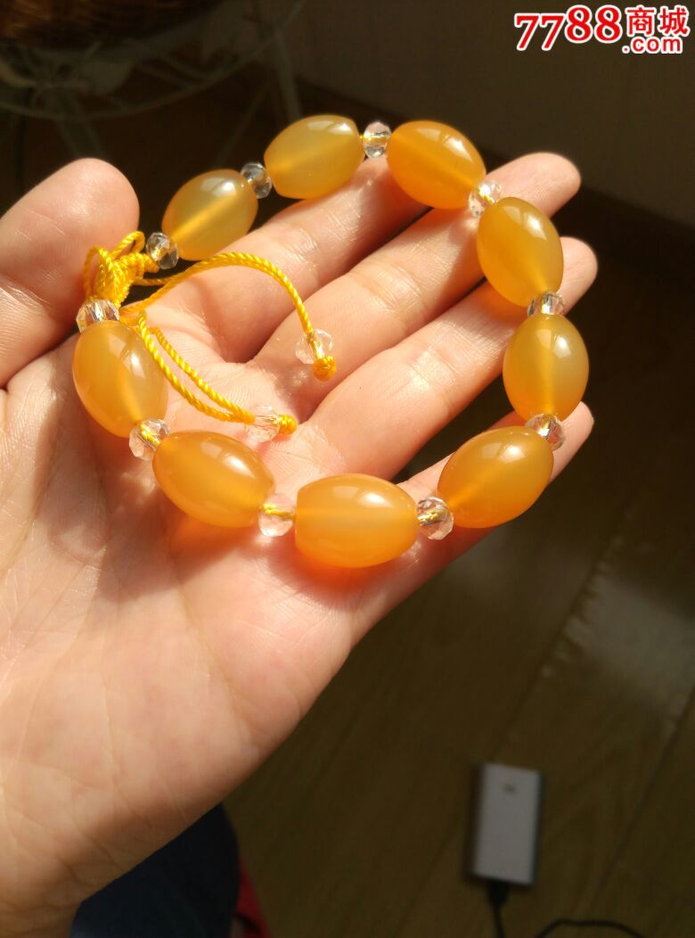 精品宝石光金黄色新疆克拉玛依金丝玉手串