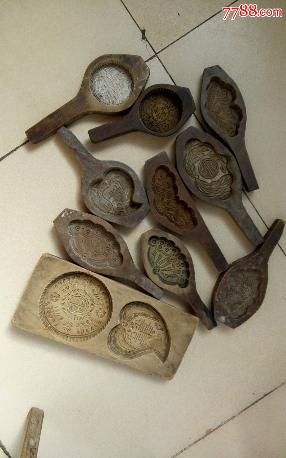 老模具10个民国寿果糕点模具莲子多福面磕子diy喜庆月饼木印模子民俗