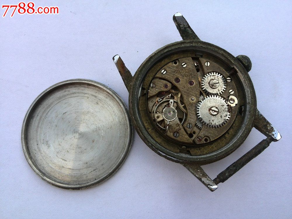 goldstar古董手表,表盘是leobe,华城表壳